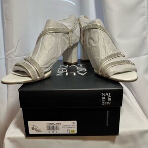NIB NATURALIZER Vanessa White Sparkle Dress Sandal Sz 12